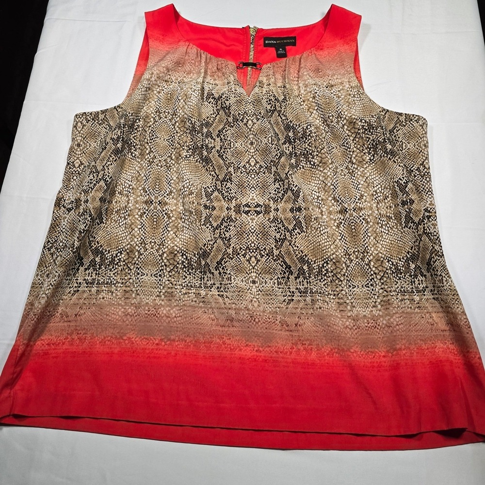 Dana Buchman Women's XL Snakeskin Blouse Animal Print Career Office